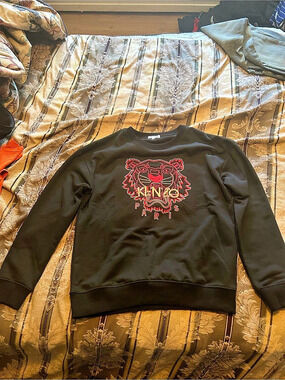 Kenzo Paris Tiger Embroidered Sweatshirt Black & Red Large